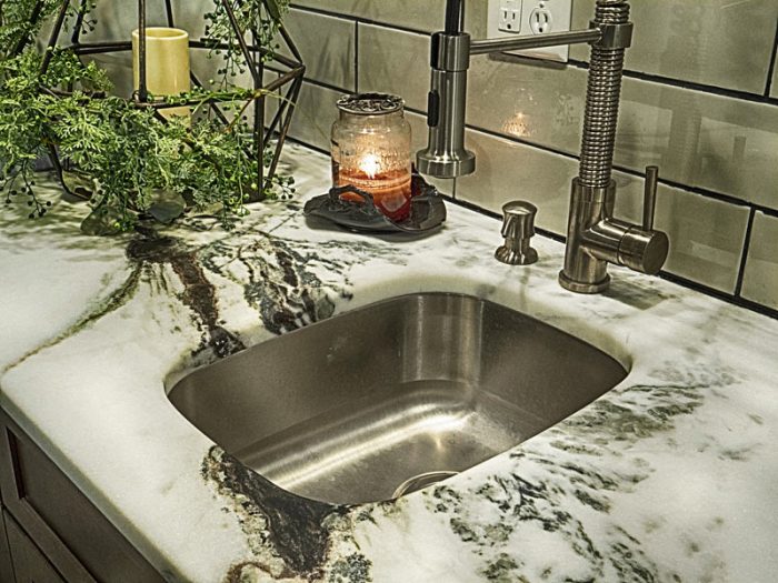 Quartzite countertop with sink
